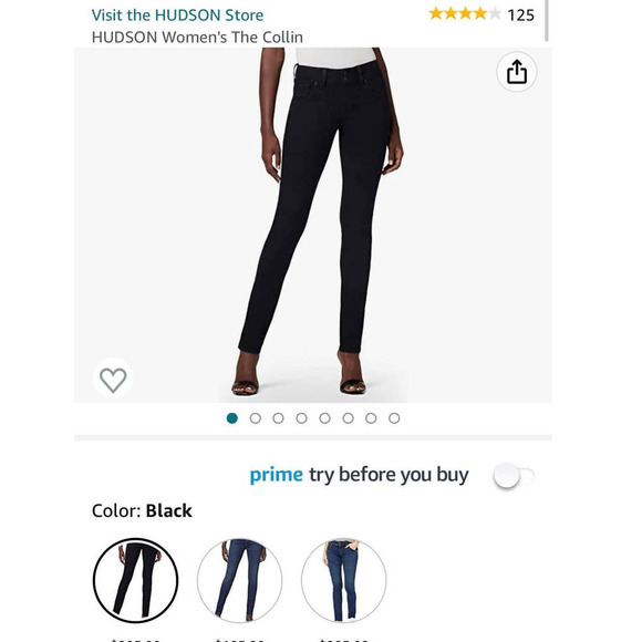 NWT HUDSON Women's The Collin Skinny Jeans- Black Size 33
